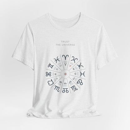 Zodiac Wheel T‑Shirt — Trust the Universe Astrology Tee