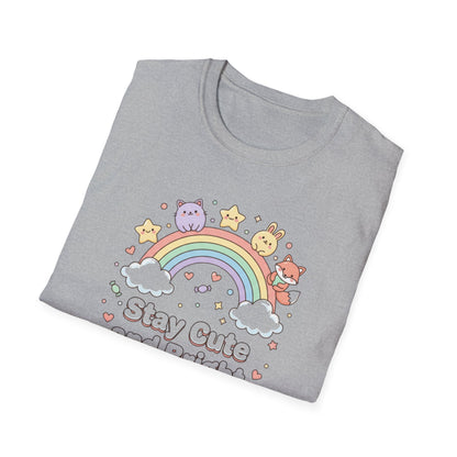 Stay Cute and Bright Rainbow T-Shirt — Kawaii Animal Graphic Tee