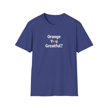 Grateful Orange T-Shirt, Unisex Casual Wear, Thanksgiving Shirt, Fall Vibes Tee, Gift for Friends, Comfortable Everyday Apparel - Psychonaut Swag