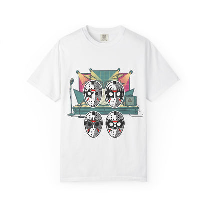 Horror rock group Mashup Graphic T-Shirt — Cute Killer Icons & Masked Biker Tee