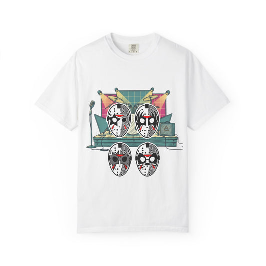 Horror rock group Mashup Graphic T-Shirt — Cute Killer Icons & Masked Biker Tee