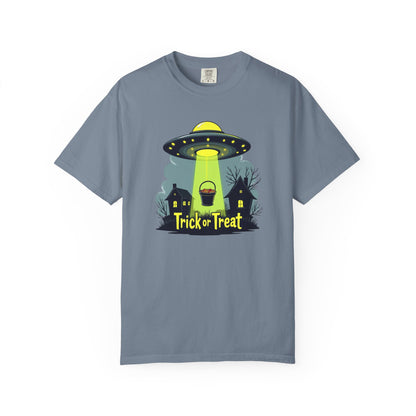 Halloween UFO Trick or Treat T-Shirt — Alien Abduction Spooky Tee