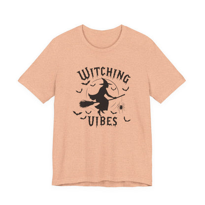 Witching Vibes Graphic Tee, Halloween Apparel, Unisex Costume Top, Casual T-Shirt, Spooky Season Outfit, Witchy Gift