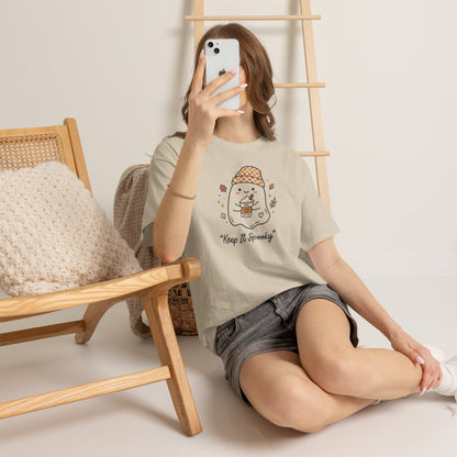 Keep It Spooky Ghost Tee — Cute Fall Halloween Shirt with Pumpkin Latte