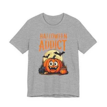 Halloween Addict Tee | Unisex Short Sleeve T-Shirt, Fun Halloween Apparel, Pumpkin Tee, Spooky Season Shirt, Gift for Halloween Lovers - Psychonaut Swag