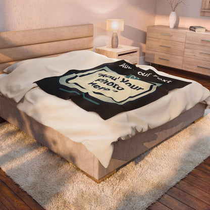Custom Photo Velveteen Plush Blanket — Personalized Image & Text Gift for Birthdays, Holidays, Graduations