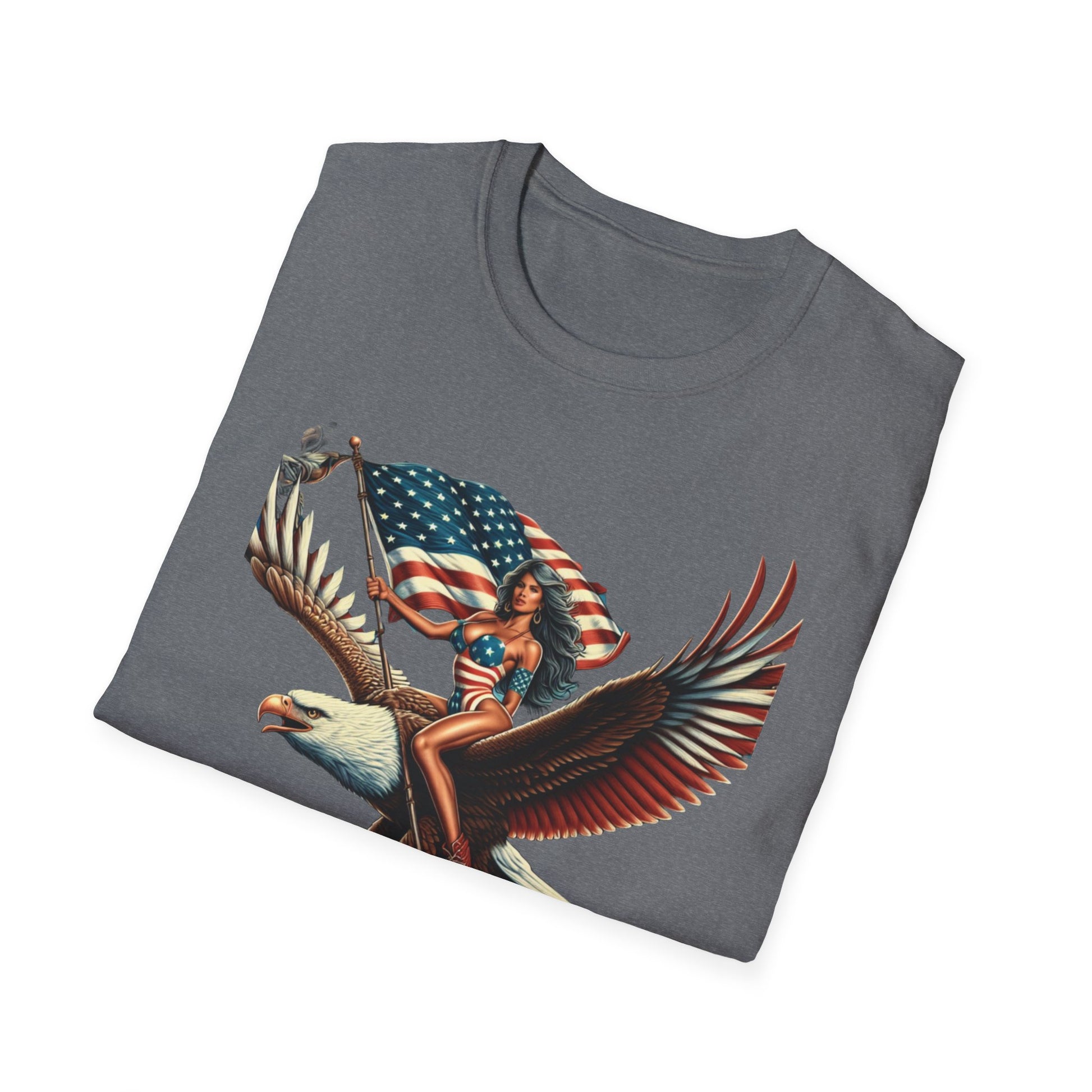 Patriot Riding Eagle, Graphic Tee - Unisex T-Shirt, Eagle Design, 4th of July Shirt, Independence Day Apparel, Festival Wear, Gift for Patriots - Psychonaut Swag