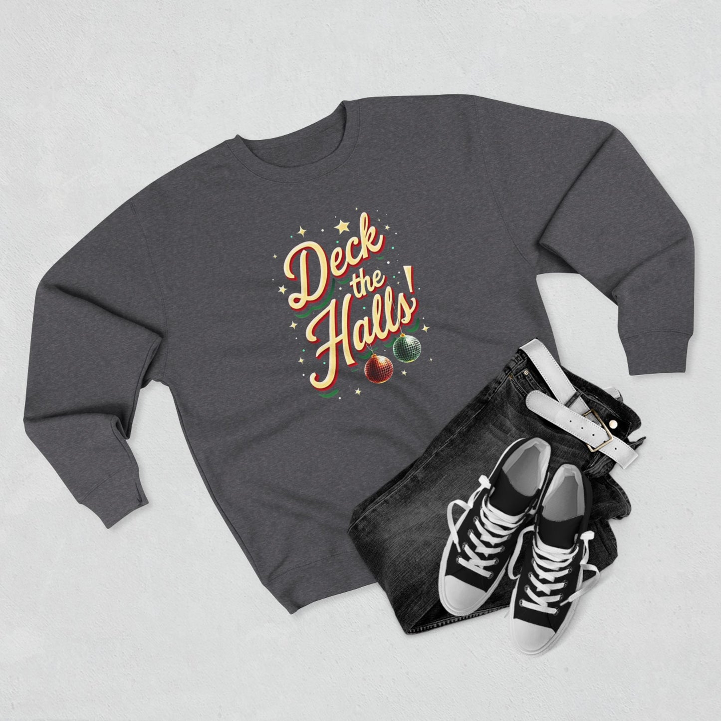 Deck the Halls Sweatshirt — Retro Christmas Ornament Holiday Crewneck