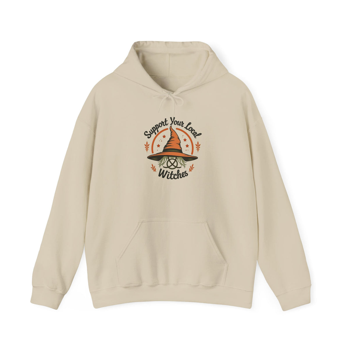 Support Your Local Witches Hoodie — Cute Witch Hat Graphic Pullover for Halloween