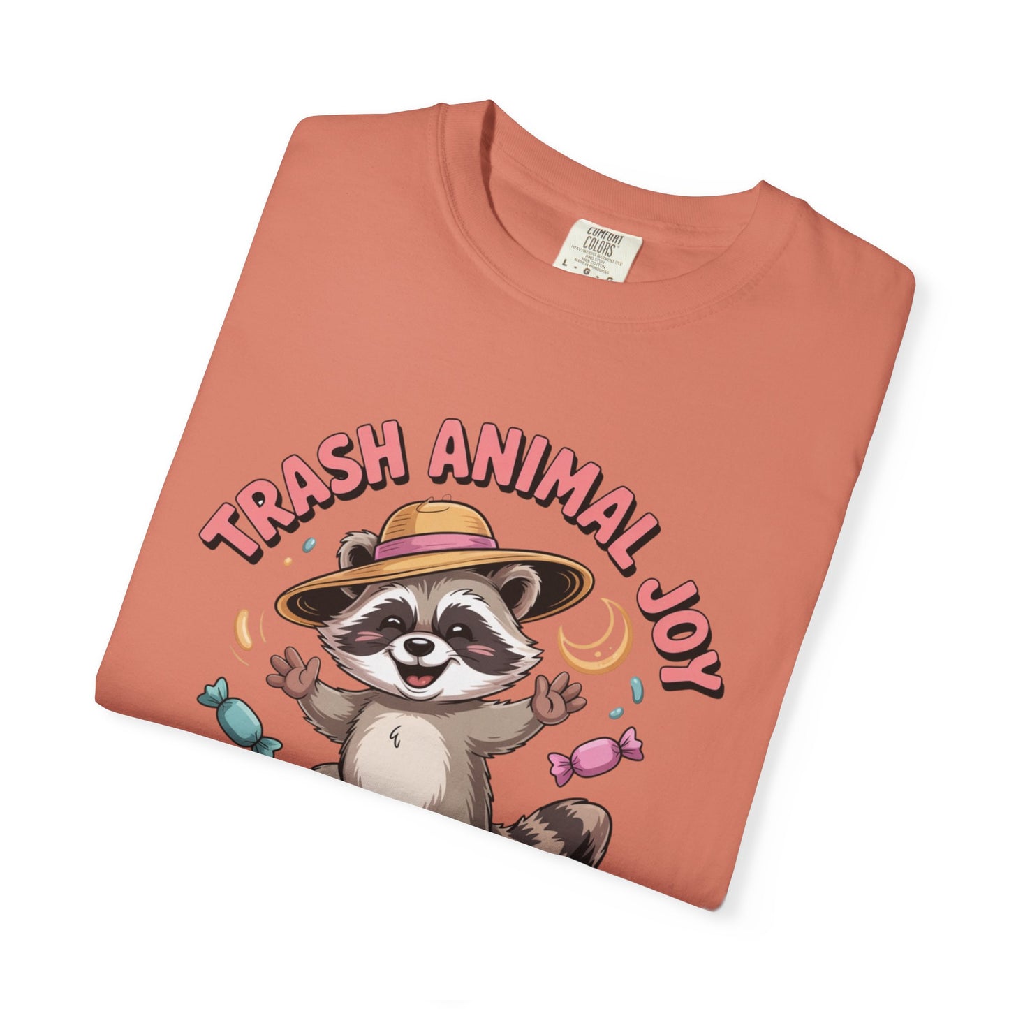 Trash Animal Joy Raccoon T-Shirt — Cute Candy-Loving Graphic Tee