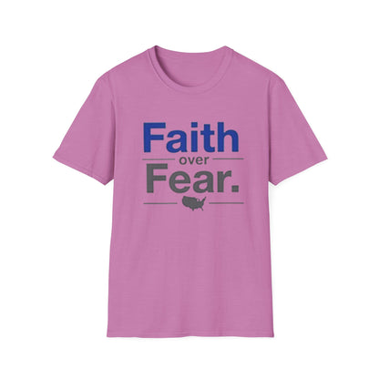 Faith Over Fear Unisex Softstyle T-Shirt | Inspirational Tee for Motivational Gifts, Everyday Wear, Faith, Courage, Positive Vibes - Psychonaut Swag