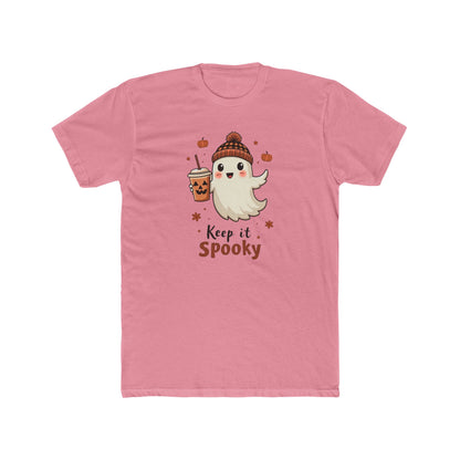 Keep It Spooky Ghost Tee — Cute Halloween Ghost with Pumpkin Drink