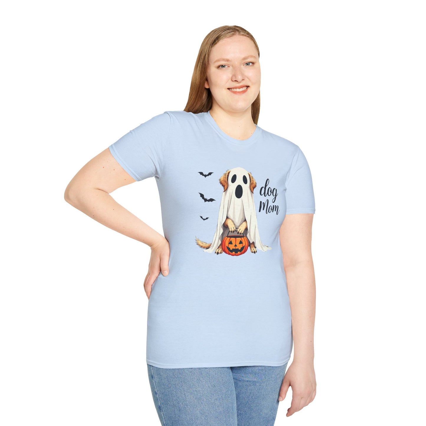 Dog Mom Halloween T‑Shirt — Cute Ghost Pup Pumpkin Tee