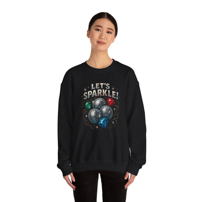 Crewneck Sweatshirt - "Let's Sparkle" Disco Ball Holiday Party Pullover