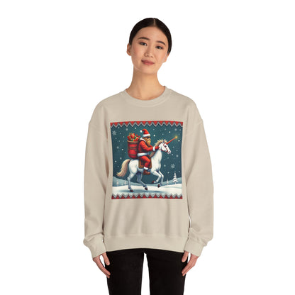 Santa Squatch on Unicorn, Unisex Heavy Blend™ Crewneck Sweatshirt