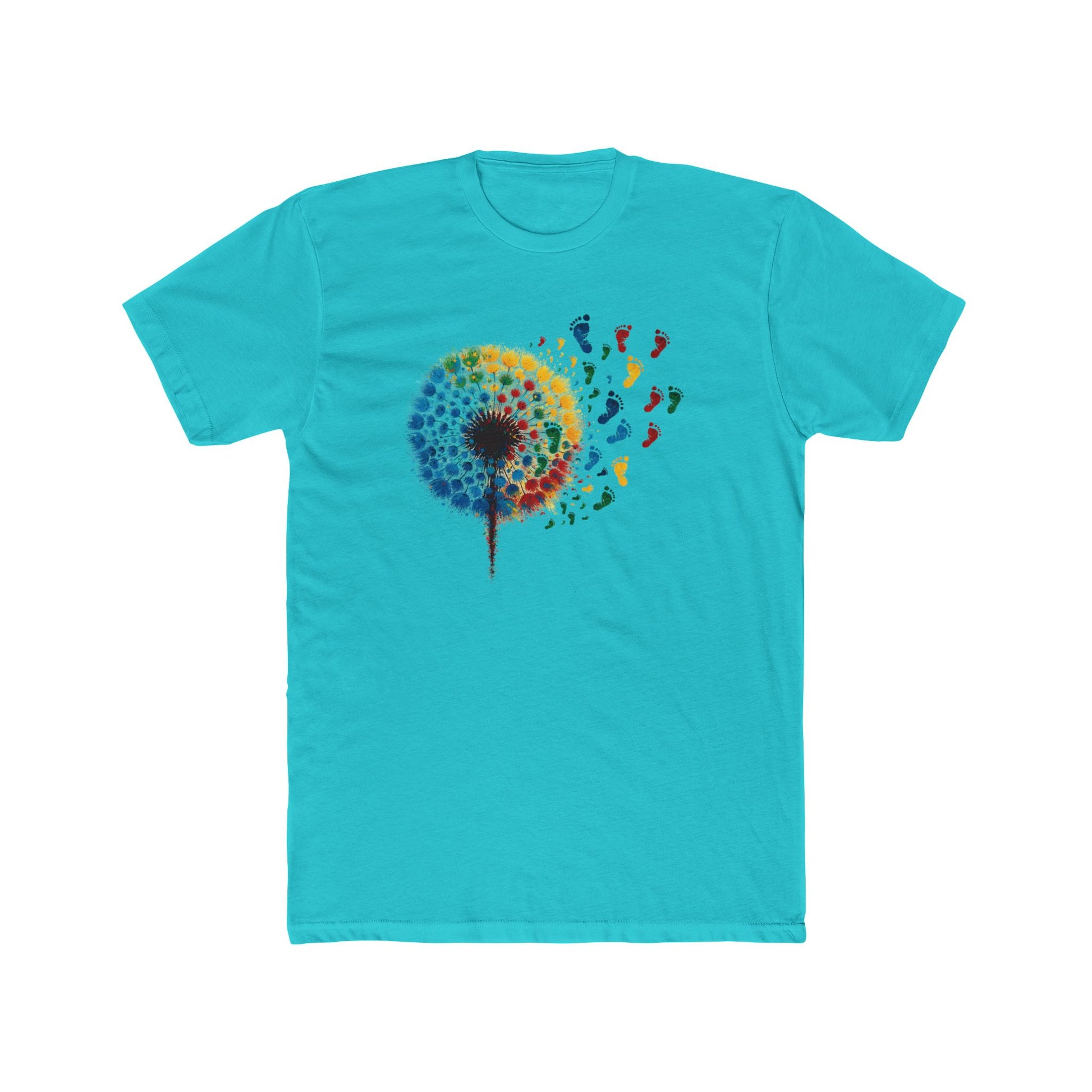 Colorful Dandelion Unisex Cotton Crew Tee, Gift for Nature Lovers, Casual Wear, Art T-Shirt, Eco-Friendly Fashion, Summer Style - Psychonaut Swag
