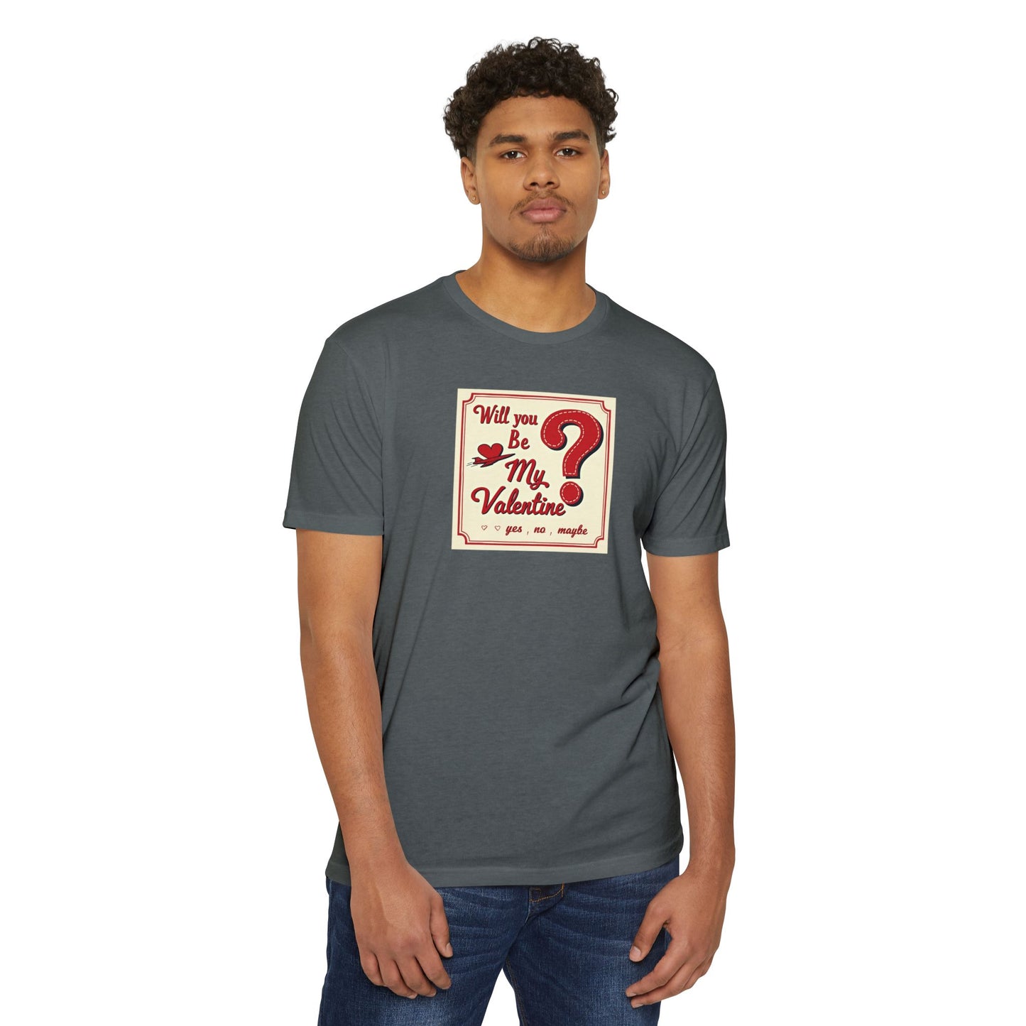 Valentine Question Mark T-Shirt — "Will You Be My Valentine?" Retro Design