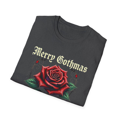 Gothic Christmas T-Shirt — "Merry Gothmas" Rose Holiday Tee
