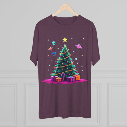 Alien visitors Christmas tree, Unisex Tri-Blend Crew Tee