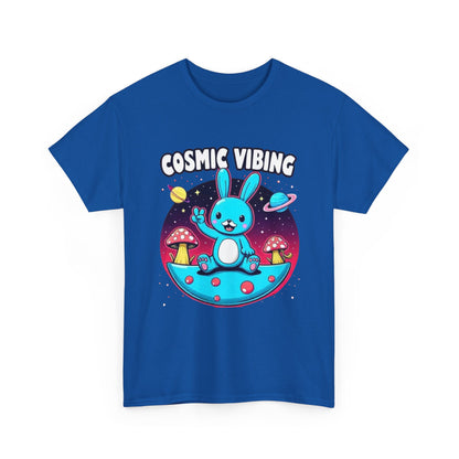 Cosmic Vibing Bunny, Tee — Cute Bunny Space Graphic T-Shirt