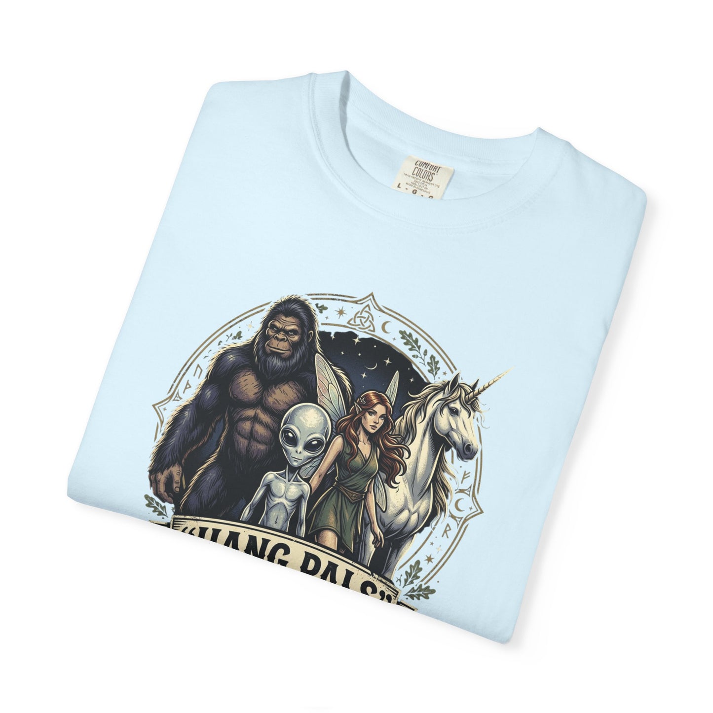 Hang Pals Graphic T-Shirt — Bigfoot, Alien & Unicorn Funny Crew Tee