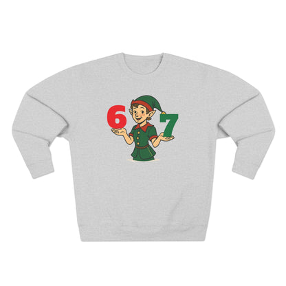 Elf Juggler six-seven  — Cute Holiday Elf Holding 6 & 7 Christmas Crewneck