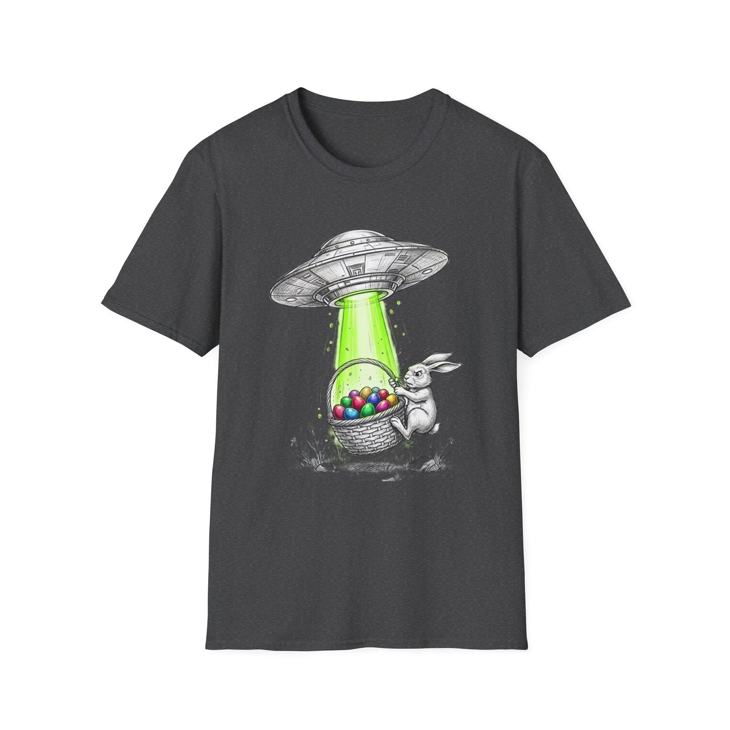 Alien Abduction Easter Bunny T-Shirt — UFO Beaming Candy Design