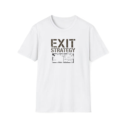 Exit Strategy Unisex Softstyle T-Shirt, Casual Wear, Fun Graphic Tee, Gift for Friends, Statement Shirt, Everyday Comfort - Psychonaut Swag