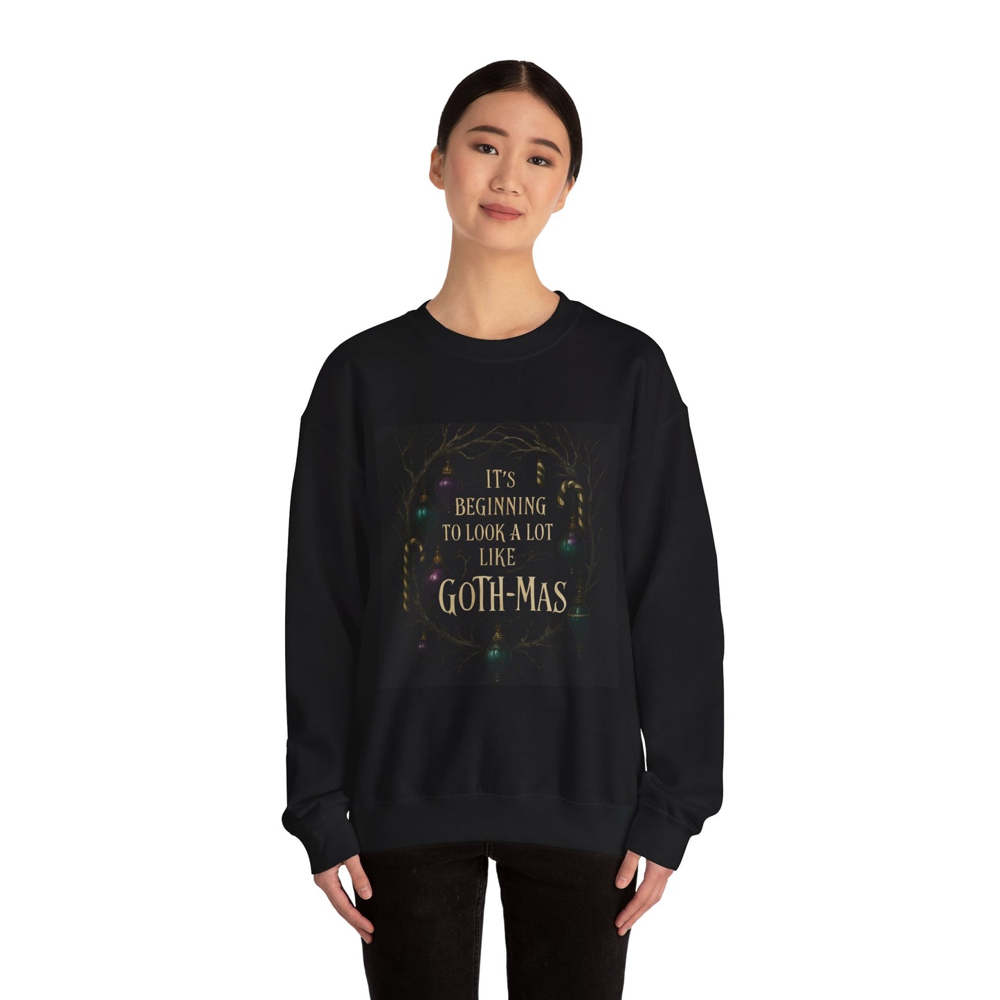 Goth‑Mas Crewneck Sweatshirt — "It's Beginning to Look a Lot Like Goth‑Mas" Holiday Gothic Sweater