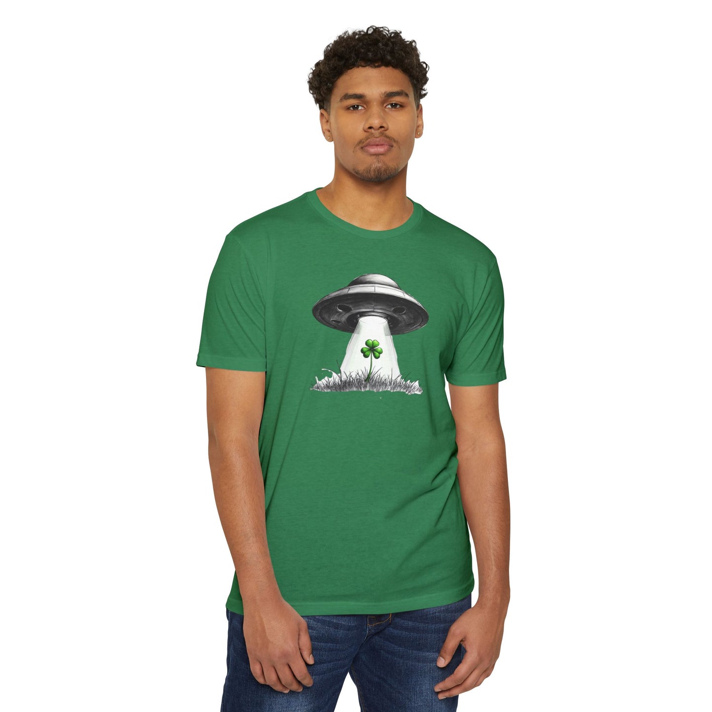 UFO Abduction Shamrock Tee — St. Patrick’s Day Alien Graphic T-Shirt