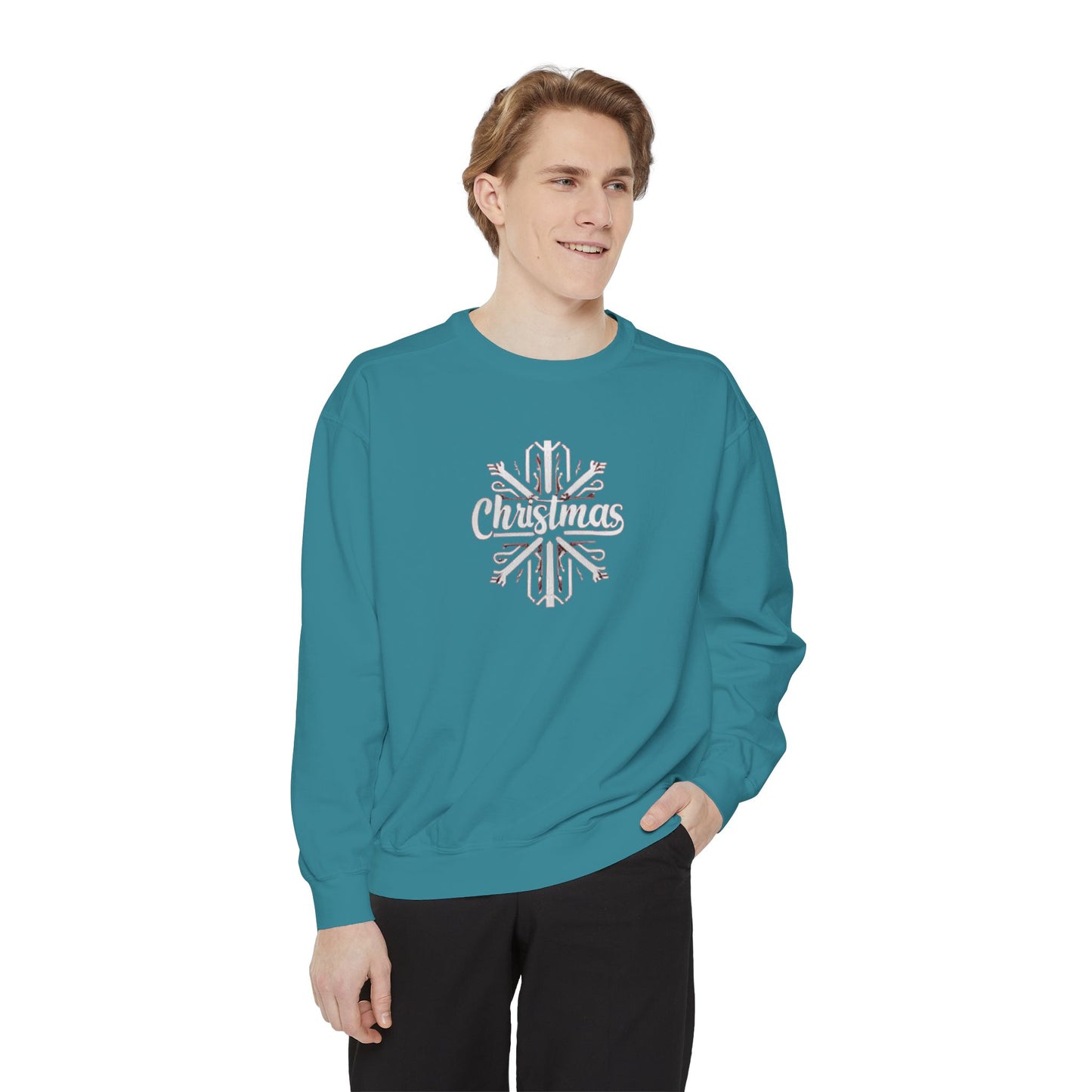 Christmas Snowflake, Unisex Garment-Dyed Sweatshirt