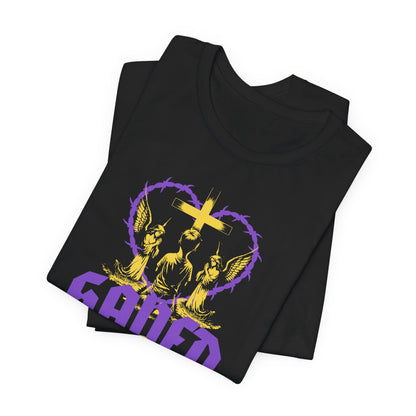 Saved by Grace T‑Shirt — Christian Faith Heart Design