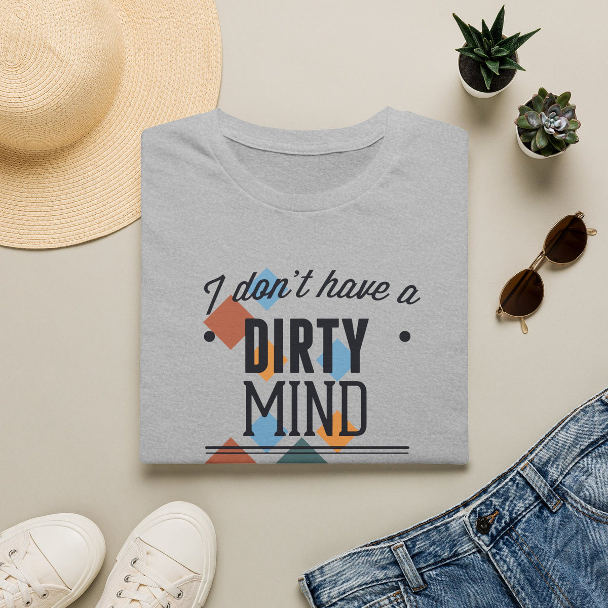 Graphic Tee — "I Don't Have a Dirty Mind, I Have a Sexy Imagination" Retro Geometric Design