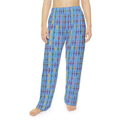 Women's Nutcracker Pajama Pants — Colorful Retro Micro People All-Over Print Lounge Pants