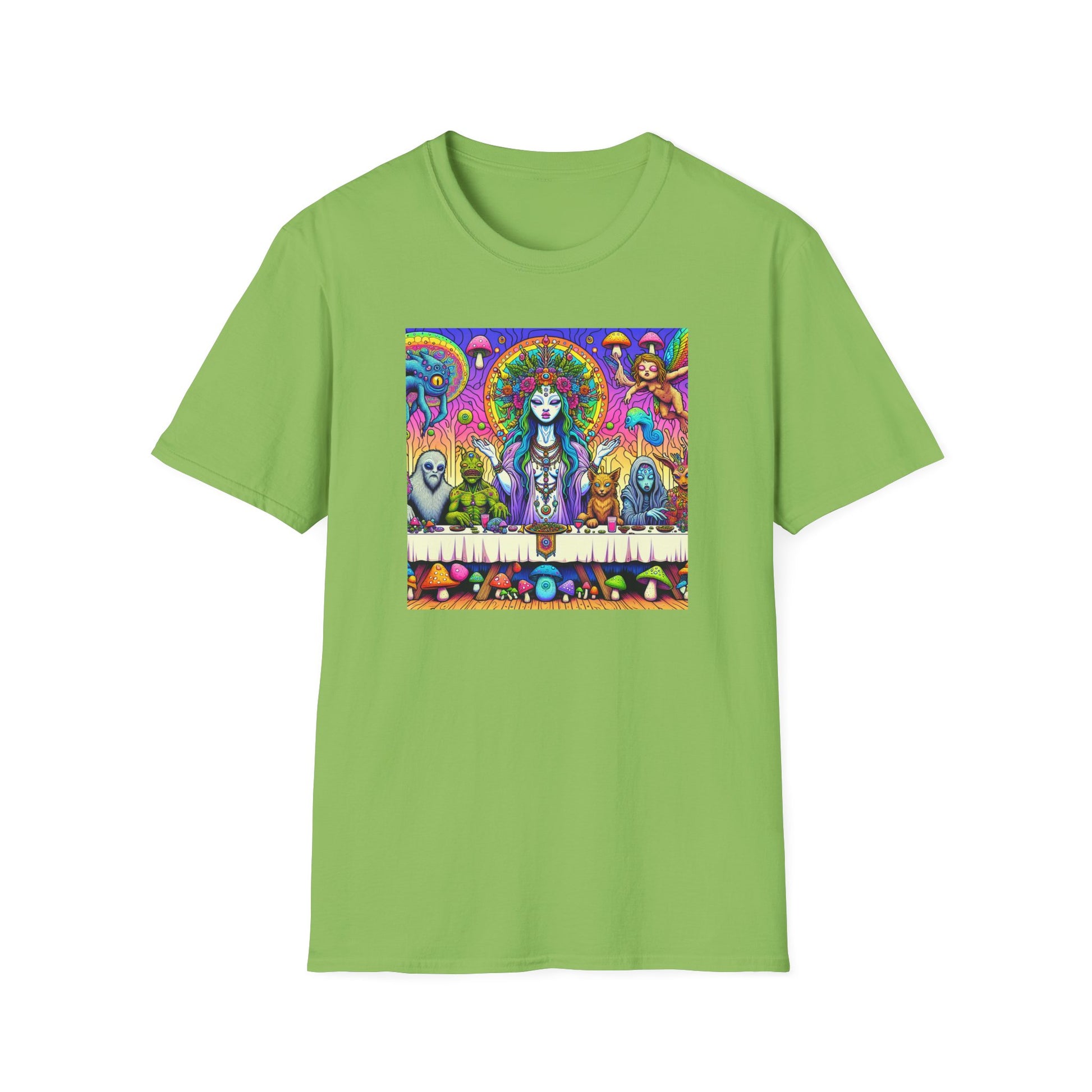 Mushroom Last Supper, Unisex Softstyle T-Shirt - Psychonaut Swag