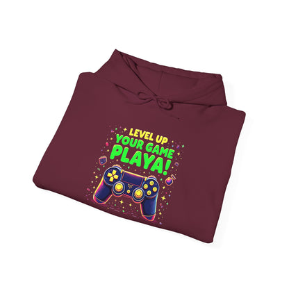 Gamer Hoodie - "Level Up Your Game Playa" Retro Controller Graphic