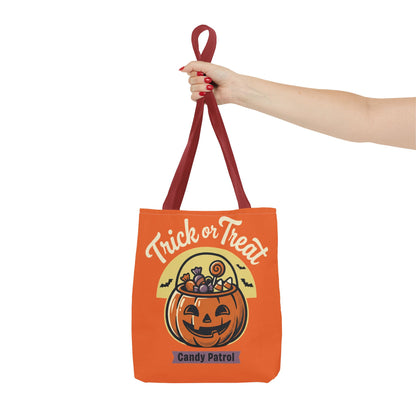 Halloween Trick or Treat Tote Bag — "Candy Patrol" Pumpkin Candy Bucket Design