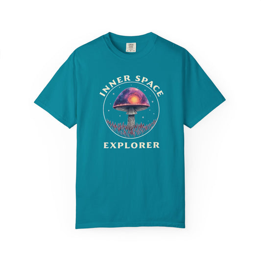 Inner Space Explorer T-Shirt, Unisex Graphic Tee, Cosmic Mushroom Apparel, Gift for Nature Lovers, Casual Wear for Adventurers - Psychonaut Swag