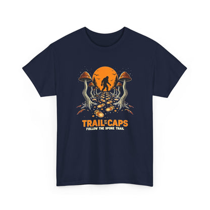 Trailcaps Mushroom Tee — “Follow the Spore Trail” Forest Adventure Shirt