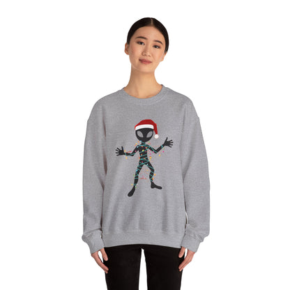 Alien Wrapped in Christmas Lights Sweatshirt — Holiday Ugly Sweater Tee