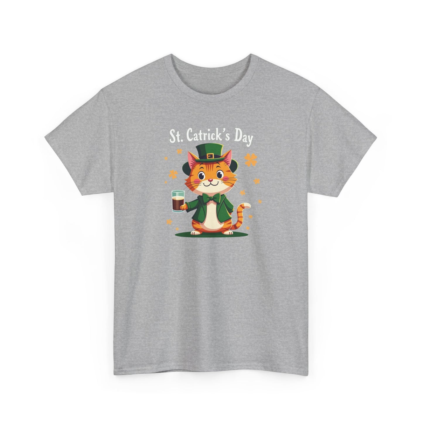 St. Patrick’s Day Cat T-Shirt — Cute Leprechaun Kitty with Beer