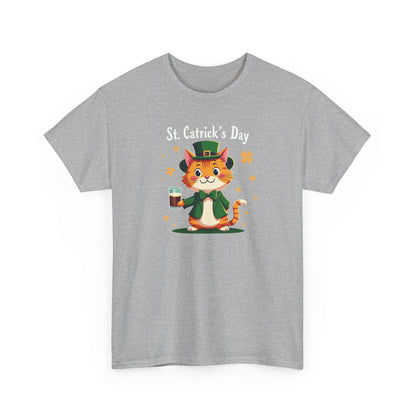 St. Patrick’s Day Cat T-Shirt — Cute Leprechaun Kitty with Beer