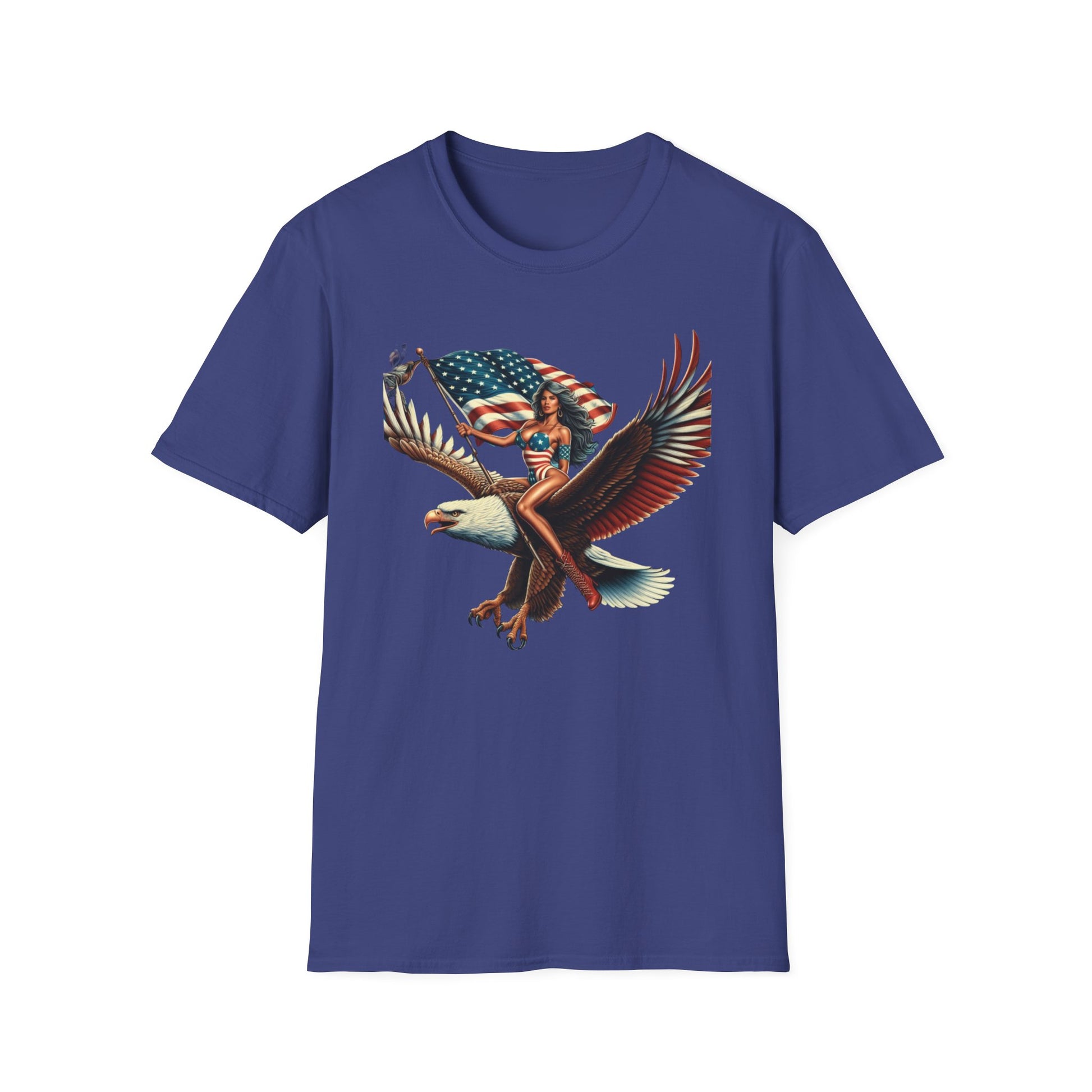 Patriot Riding Eagle, Graphic Tee - Unisex T-Shirt, Eagle Design, 4th of July Shirt, Independence Day Apparel, Festival Wear, Gift for Patriots - Psychonaut Swag