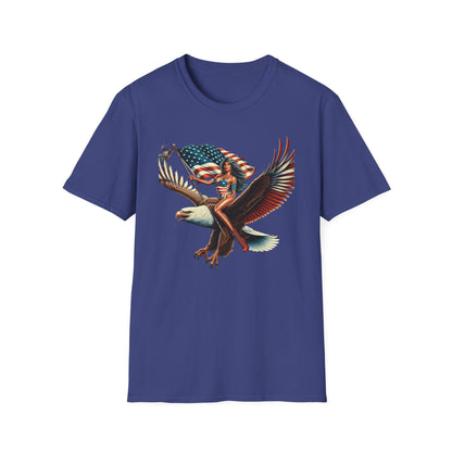 Patriot Riding Eagle, Graphic Tee - Unisex T-Shirt, Eagle Design, 4th of July Shirt, Independence Day Apparel, Festival Wear, Gift for Patriots - Psychonaut Swag