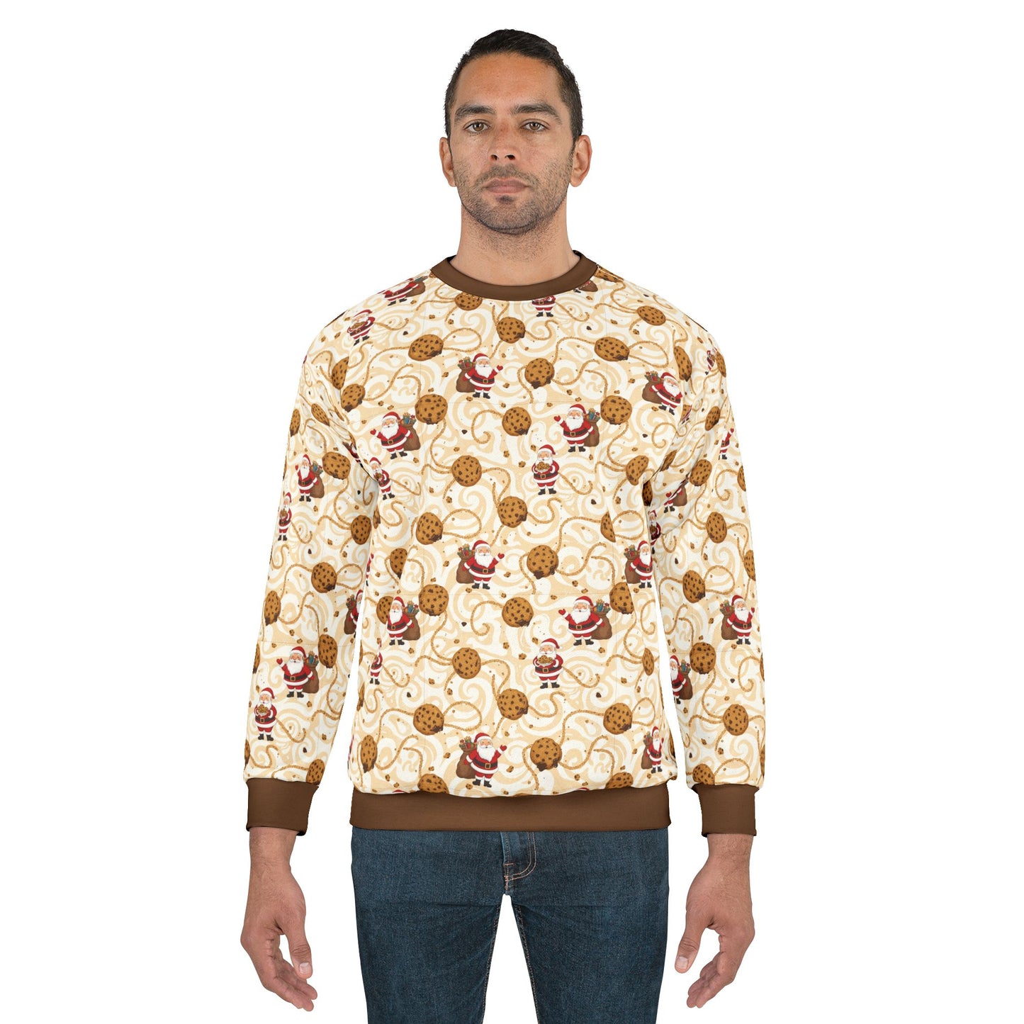 Christmas Cookie Pattern Ugly Sweatshirt — Santa & Cookies All-Over Print