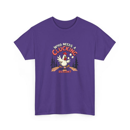 Funny Chicken Crossing Road, Themed Unisex Heavy Cotton Tee - "Who Needs a Clucking Reason?" - Psychonaut Swag