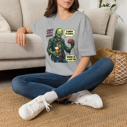 Zombie Needs Brains T-Shirt – Retro Comic Horror Graphic Tee