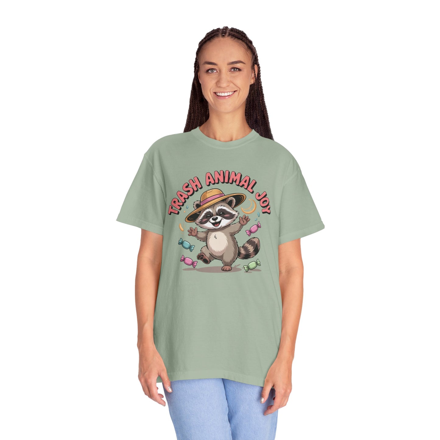 Trash Animal Joy Raccoon T-Shirt — Cute Candy-Loving Graphic Tee