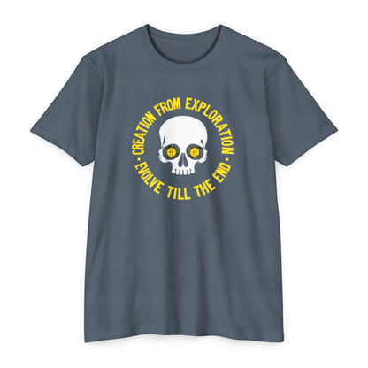 Skull Exploration T-Shirt | Unisex Tee for Adventurers, Fun Graphic Tee, Unique Gift for Explorers, Perfect for Casual Days, Evolution Theme