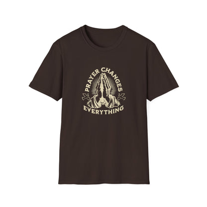 Prayer Changes Everything T-Shirt — Vintage Praying Hands Christian Tee